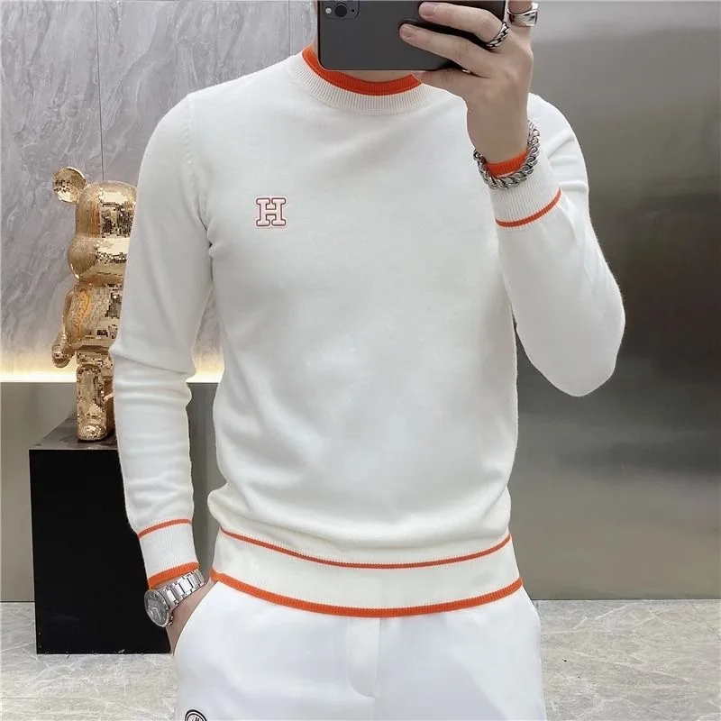 방풍니트골프 Jesień Zima Golf Wear Men 2024 Luxury Brand Golf Sweater Fashion Letter Embroidery Golf Long Sleeves Men Golf Clothing