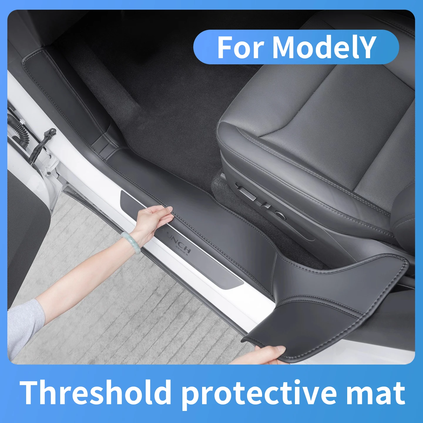 Front Rear Door Sill Protection For 2025-2026 Tesla Model Y Threshold Strip Kick Pad Sill Guards Mats Accessories