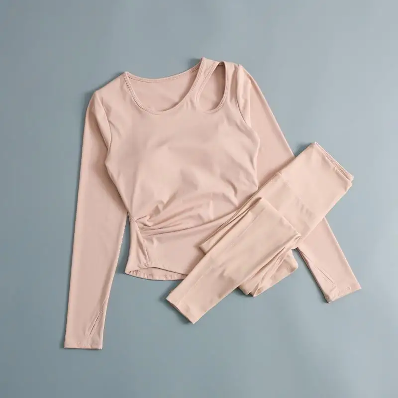 

Женский комплект спортивной одежды для йоги с полыми бретелями Long Sve, дышащая спортивная одежда для тренировок по пилатесу, бега, фитнеса