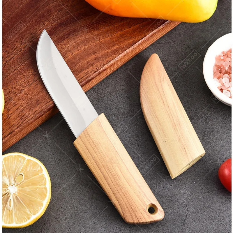 WXCOO Stainless Steel Fruit Knife with Cover Kitchen Knife Multifunctional Meat Cutting Pocket Knives Kitchen Accessories