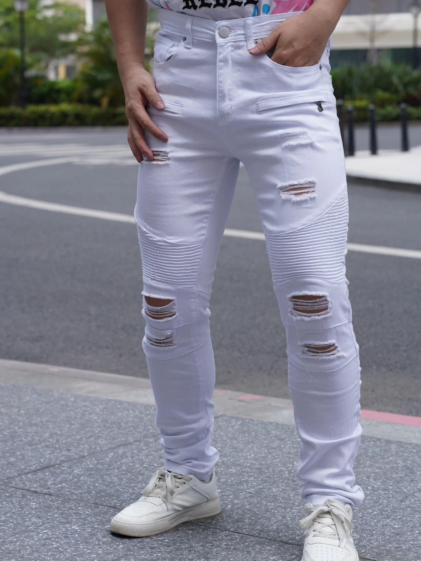 

Y2K Fashionable distressed men's jeans with unique zipper decoration Summer new product Promotional offer Free shipping