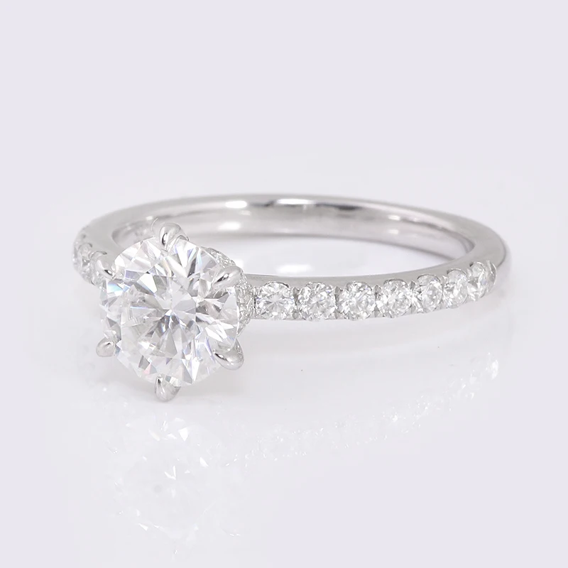 Provence 10K/14K/18K Moissanite Half Eternity Rings for Women D Color VVS Round Cut Statement Rings for Girlfriend with GRA