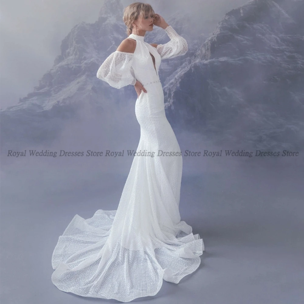 Hohe Qualität Meerjungfrau Hochzeit Kleider Hohe Slit Drapierte Satin Vertikal Open Back 2022 Sommer Bodenlangen Kleider Robe De Ma