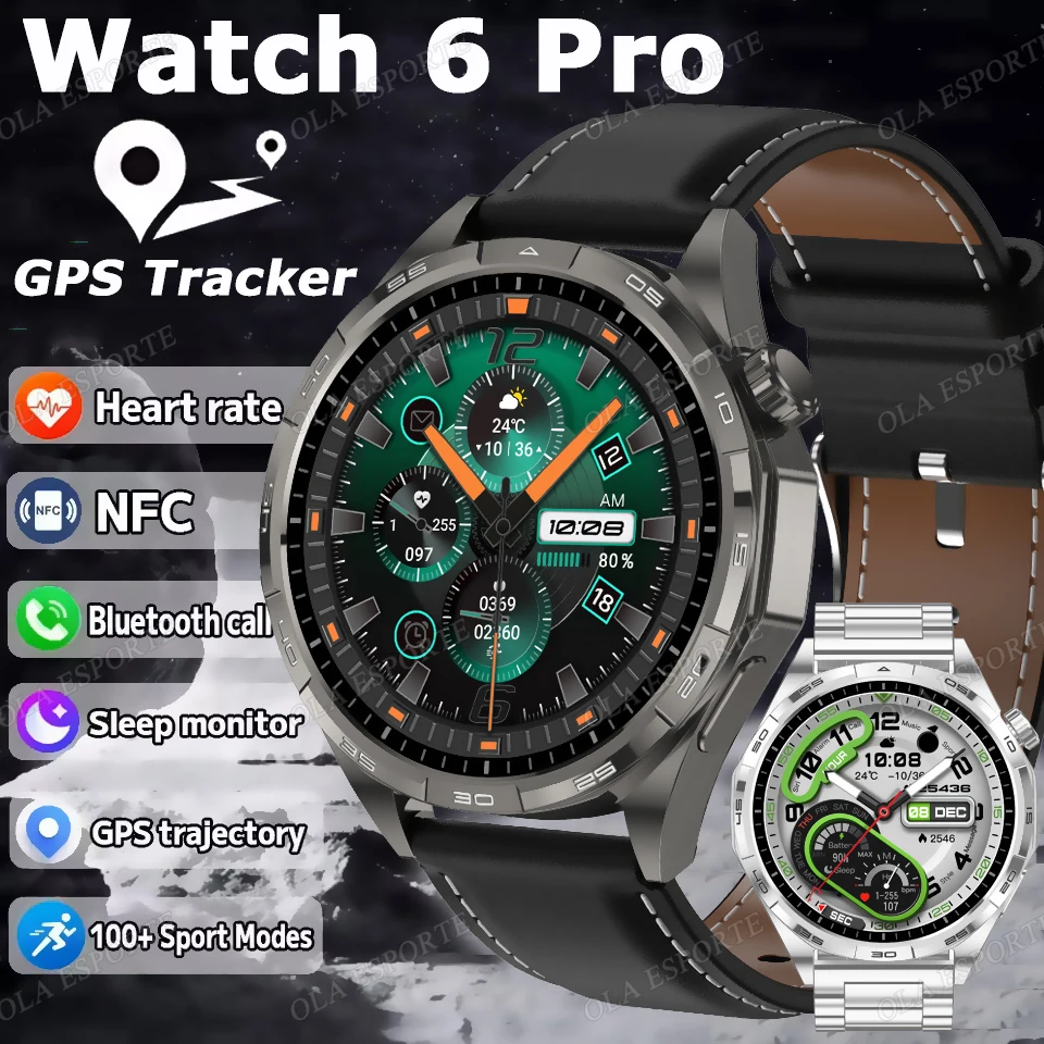 

2025 New Watch GT6 Pro Smart Watch HD AMOLED Screen NFC GPS Tracker Bluetooth Call Waterproof Sports Health Smartwatch Men Women
