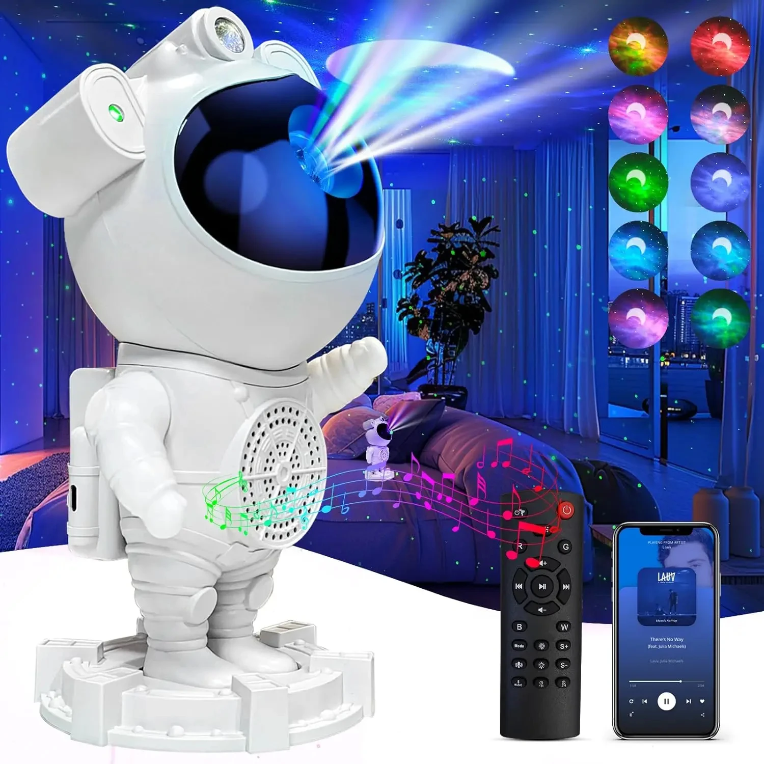 Aurora Borealis Starlight Astronaut Night Light Laser Ambiance Lamp Bluetooth Speaker Astronaut Nebula Projector for Kids Gifts