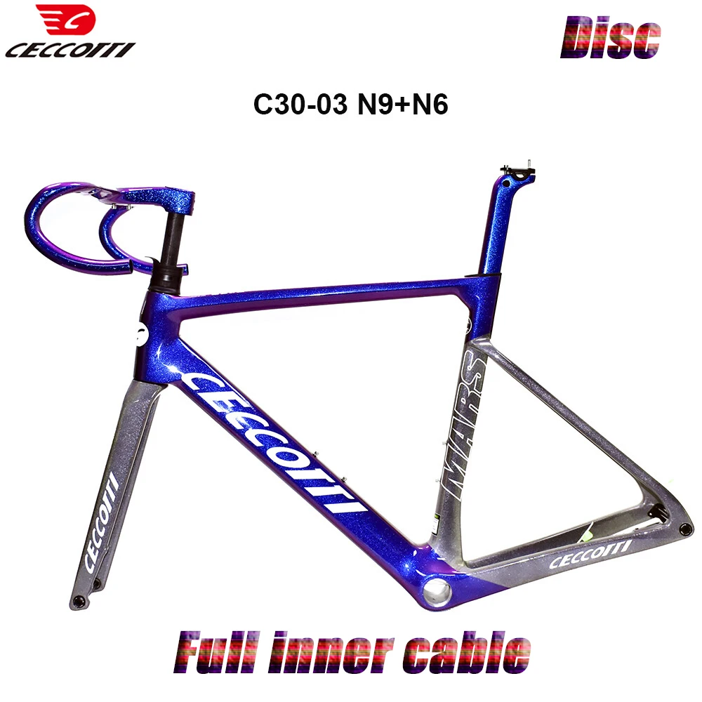 CECCOTTI Newest Model Carbon Frame  Chameleon color Road Bike Full Hidde Cable Design And T47BB Bicycle Frameset