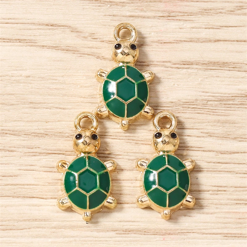 10 Stück 10x18mm Cartoon Emaille Tier Schildkröten-Anhänger für Schmuckherstellung Ohrringe Halsketten DIY Handgemachte Bastelarbeiten Zubehör – Detail 10