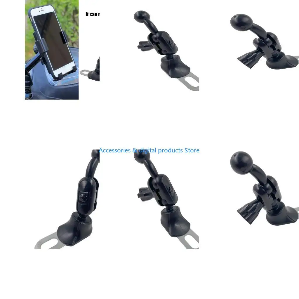 77JD Upgraded Plastic Motorcycle Phone Holder Tool Less Adjustable 360 Degree View