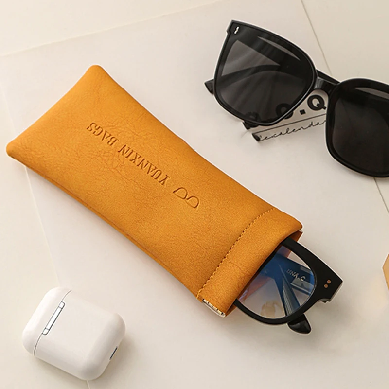 

Durable soft Leather Eye Glasses Sunglasses Case for Women Unisex Morandi color Lightweight Protector Waterproof Box Solid Bag