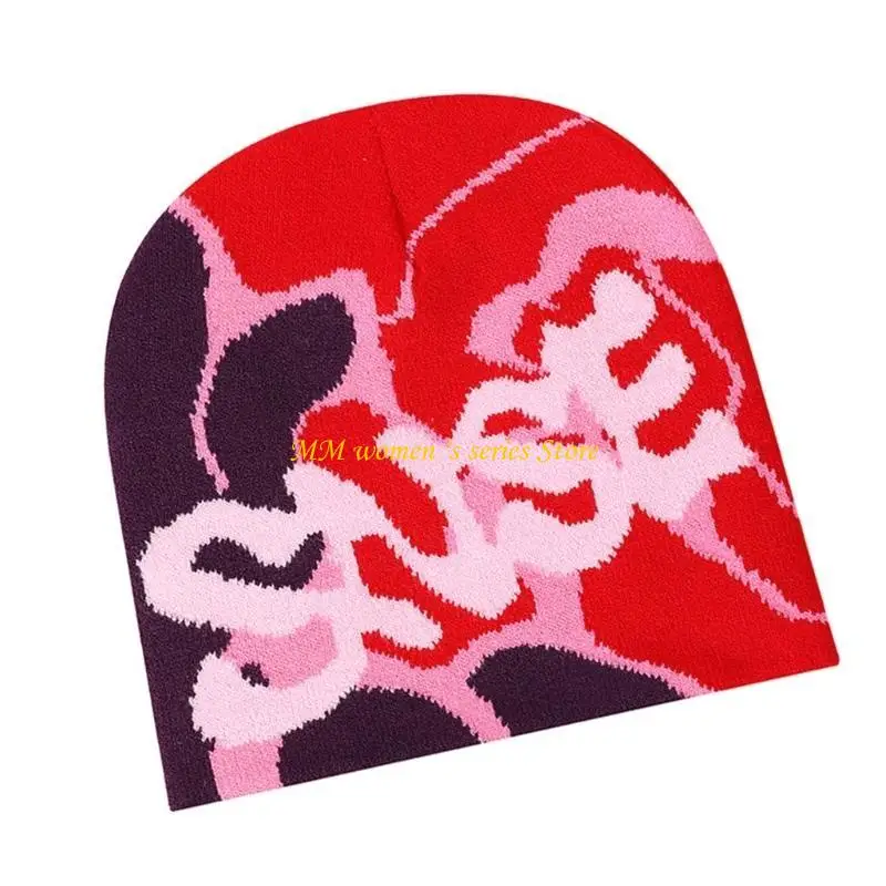 

Q39C Trendy Jacquard Hat Letter Pattern Knitted Hat Unisex Comfortable Stylish Hat