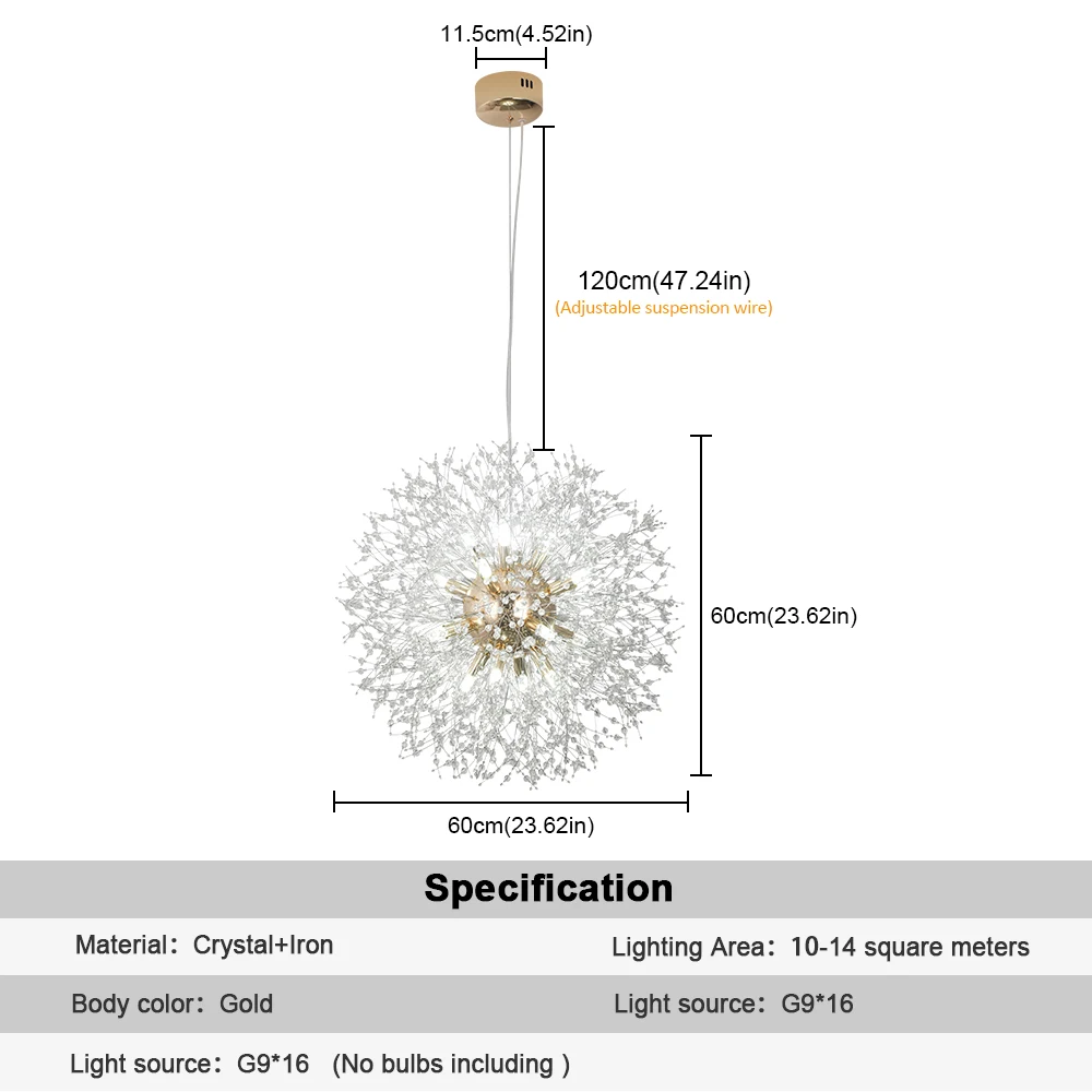 VETRULUS Modern Dandelion Lighting Pendant Lights Living Room Dining Bedroom Pendant Lights Starry Fireball Lighting Fixtures 