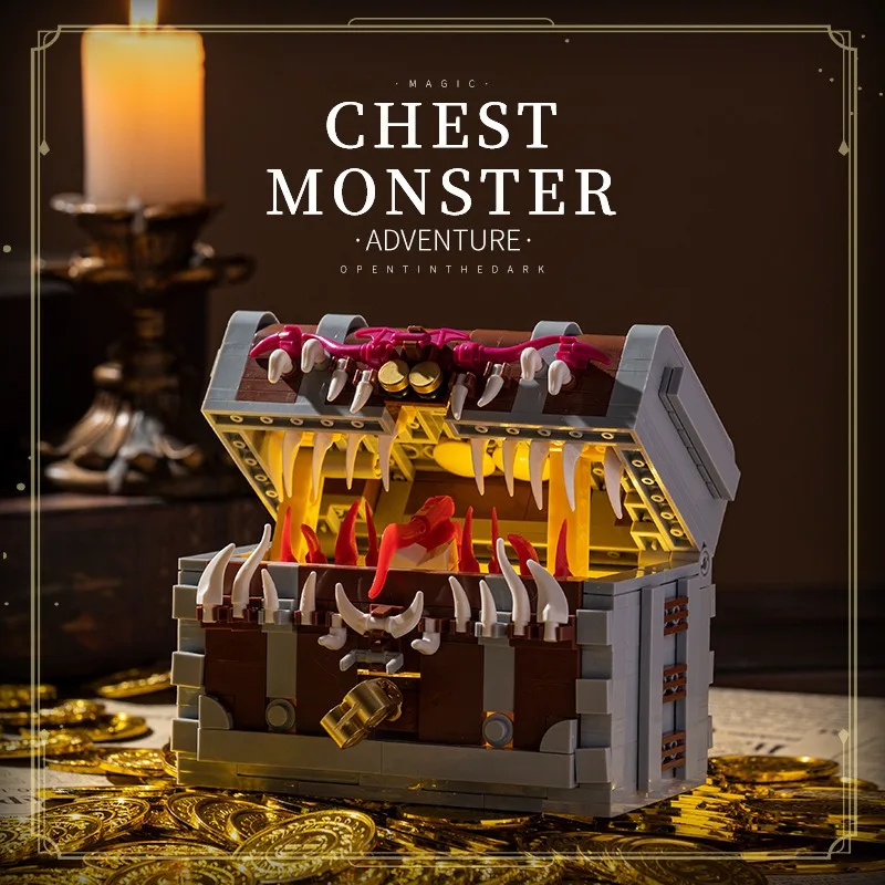 

560 PCS Treasure Chest Monster Building Set, MOC Treasure Chest Game Series Loot Assembly Building Blocks Set