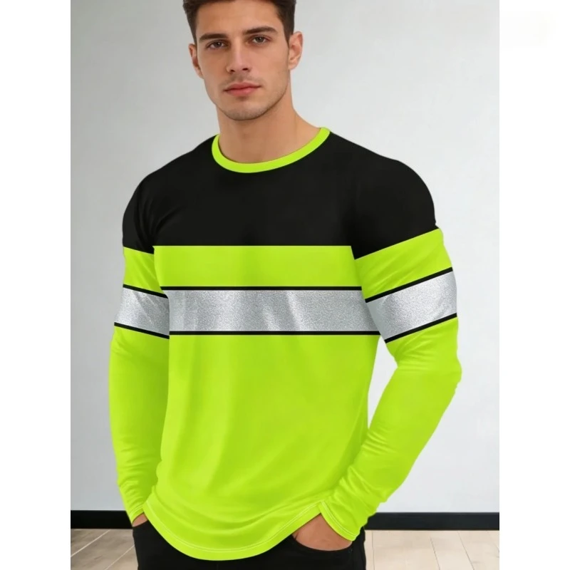 Men's 3D Printed New Secure Logo Color Blocking Design Long-Sleeved T-Shir Fashion Spring Daily Casual Work Wear Men's T-Shirts