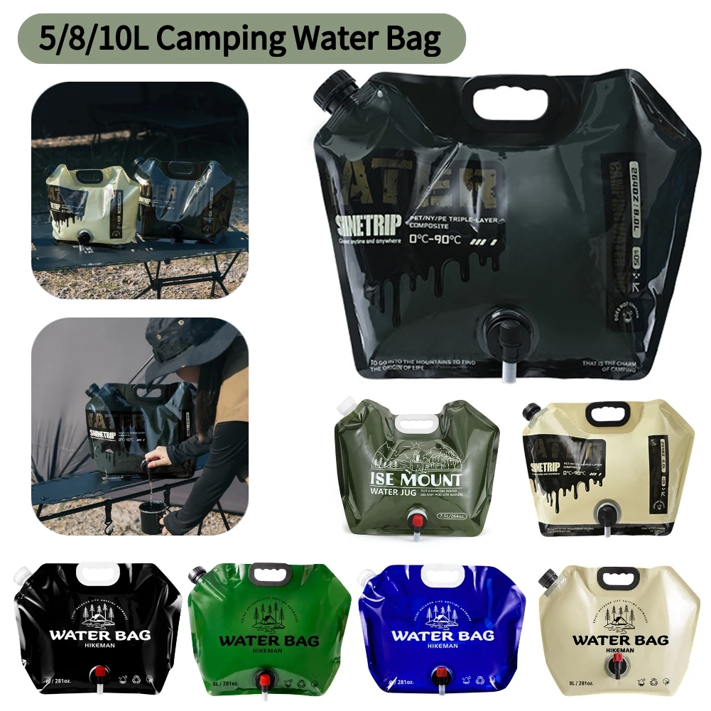 8L Big Capacity Water Bag Portable Folding Bucket Water Container Outdoor Travel Camping Collapsible Pouch Camping Supplies