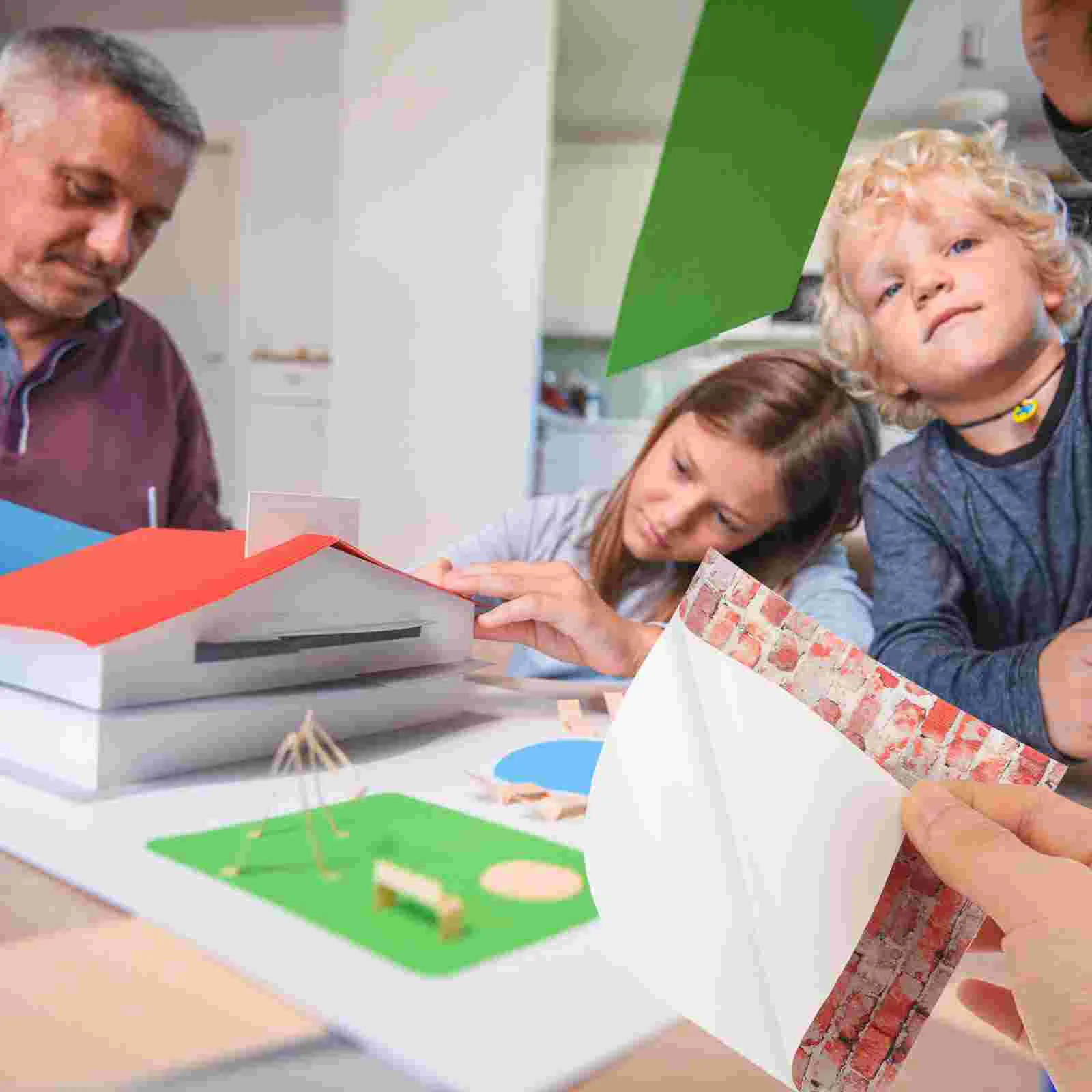 

4 Pcs Dollhouse Simulated Tiles Decorative Wallpaper Miniature Furniture and Accessories Tiny Miniatures Colorful