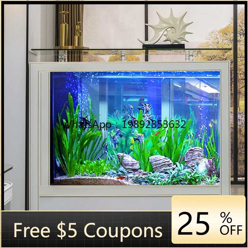YFY Rectangular Floor Fish Tank Screen Partition  Living Room Ecological Medium-sized Household Aquarium Ecological Fish Tank