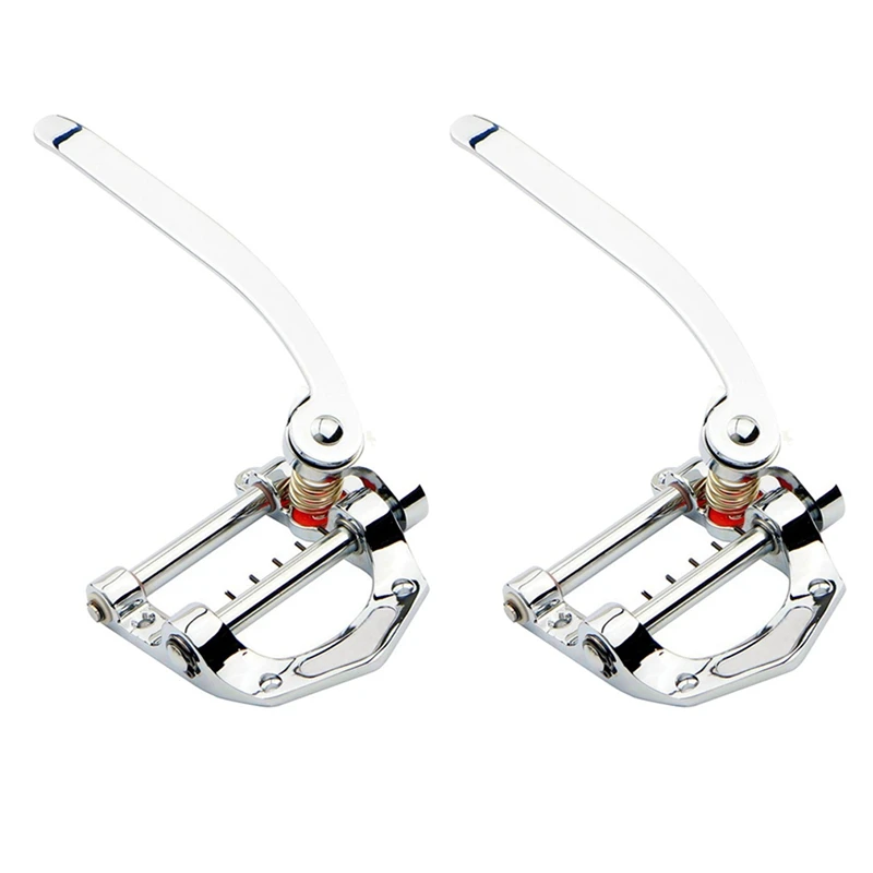 2X Guitar Vibrato Tailpiece Tremolo Flat Top Body Tremolo Unit Vibrato Bridge For Tele, SG, LP, Electric Guitars(Silver)