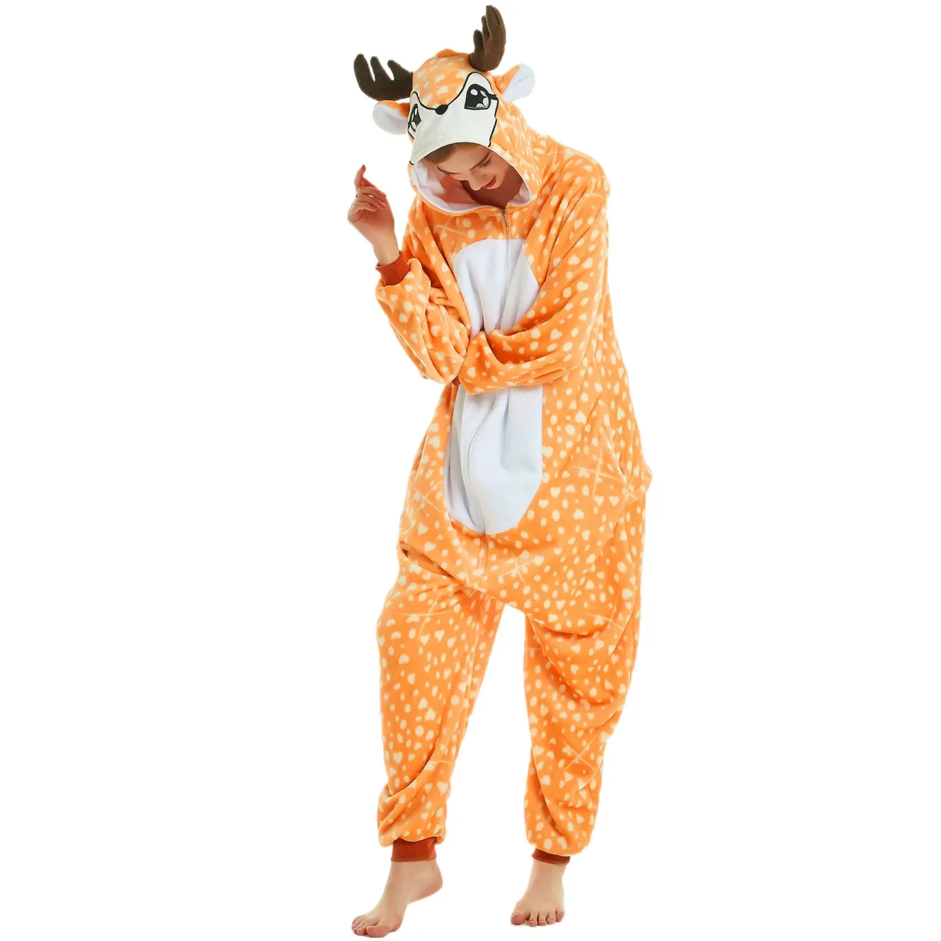 Lindo ciervo viñetas de animales Onesies mujeres hombres niñas niños pijamas Navidad Halloween trajes de fiesta divertidos disfraces en general para el hogar de invierno