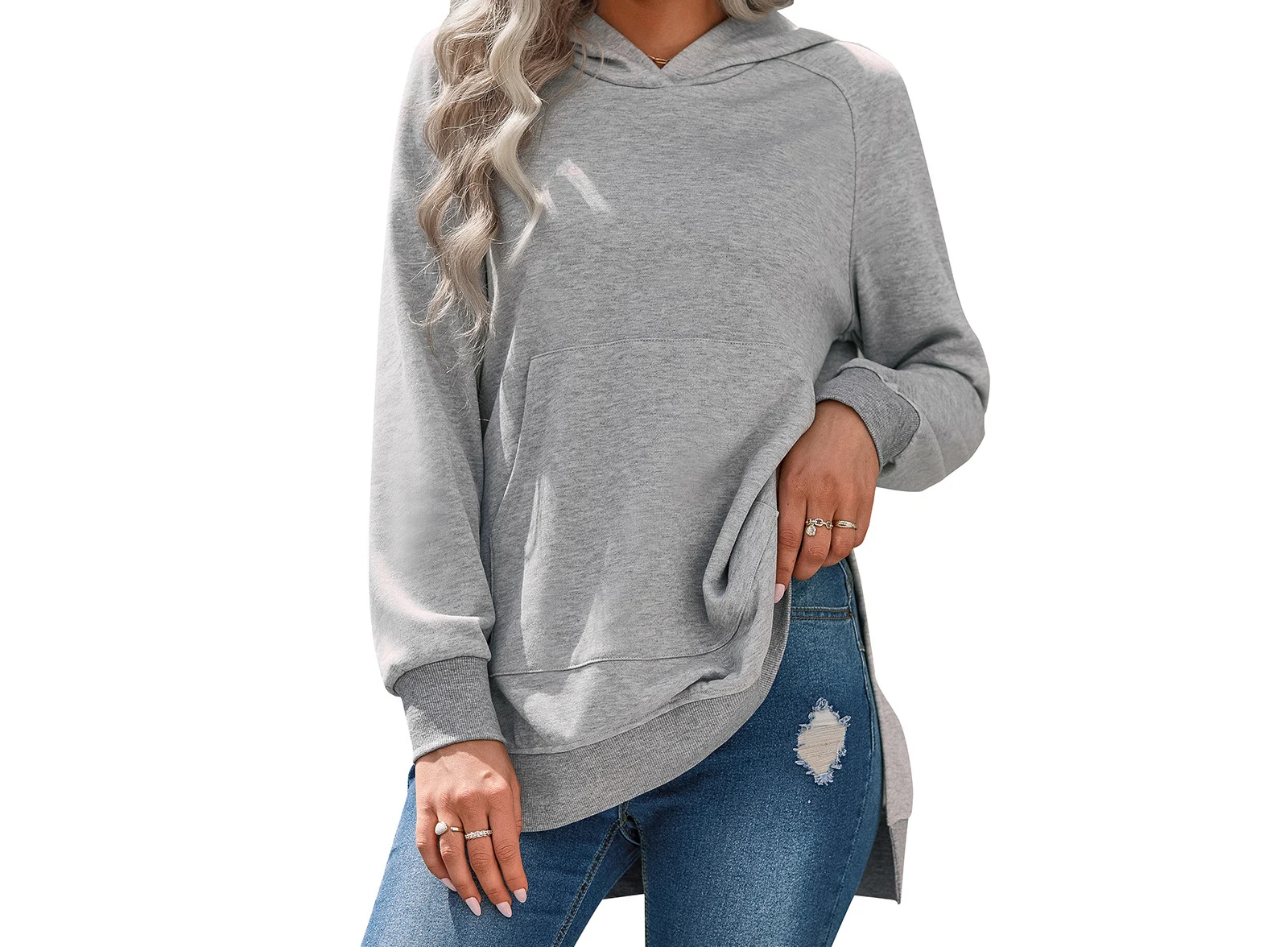 

2023 Autumn and Winter New Women's Tops Fashion Casual Hooded Pullover Solid Color Sweater Women's Clothes