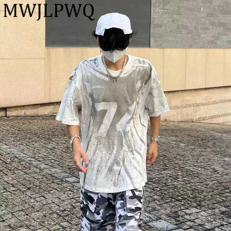 

MWJLPWQ Дизайнерская футболка с короткими рукавами и принтом в американском стиле, мужская летняя уличная футболка унисекс, повседневные свободные топы, модные 12493