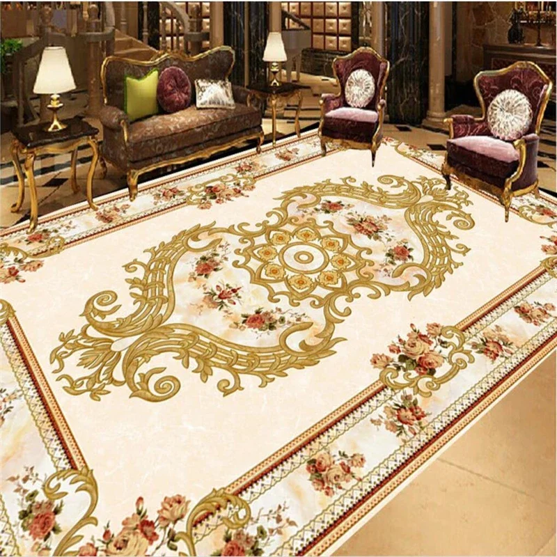 

Custom flooring 3d European style marble ceiling carpet pattern flooring painting living room bedroom rice red stone decoration