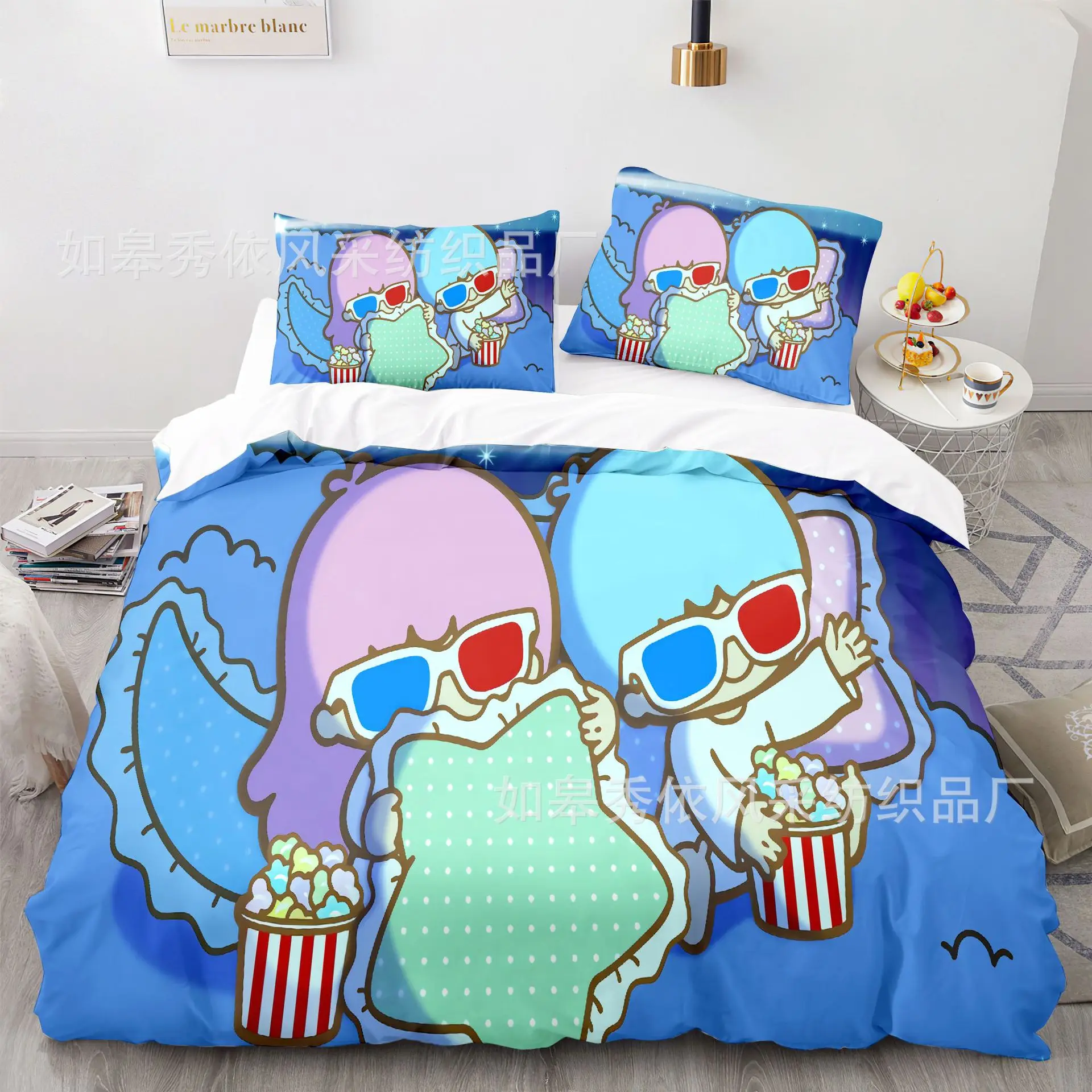 Imagem -06 - Miniso Sanrio Conjunto de Cama Interior para Quarto das Crianças Little Twin Star Capa de Colcha dos Desenhos Animados Decoração Capa Travesseiro