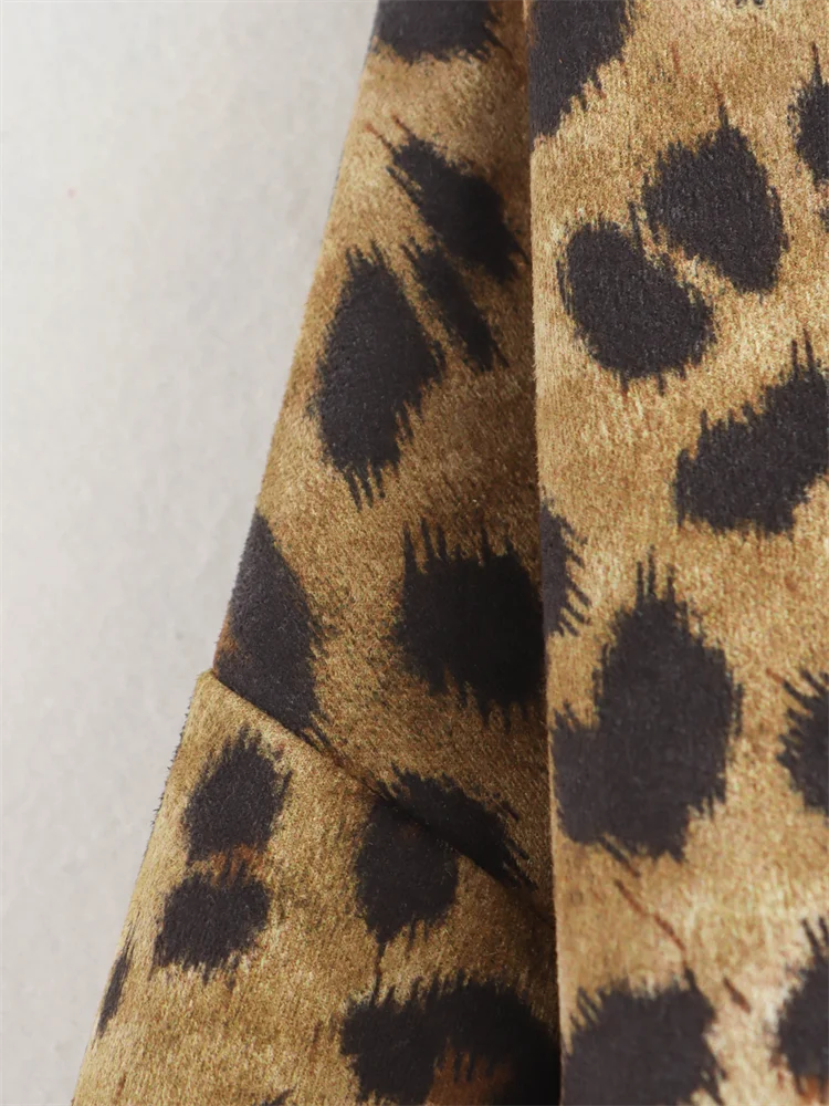 Kar&Otza 2024 Women\'s Autumn New Product Fashion Leopard print Suede Texture Effect Jacket Long Sleeve Coat