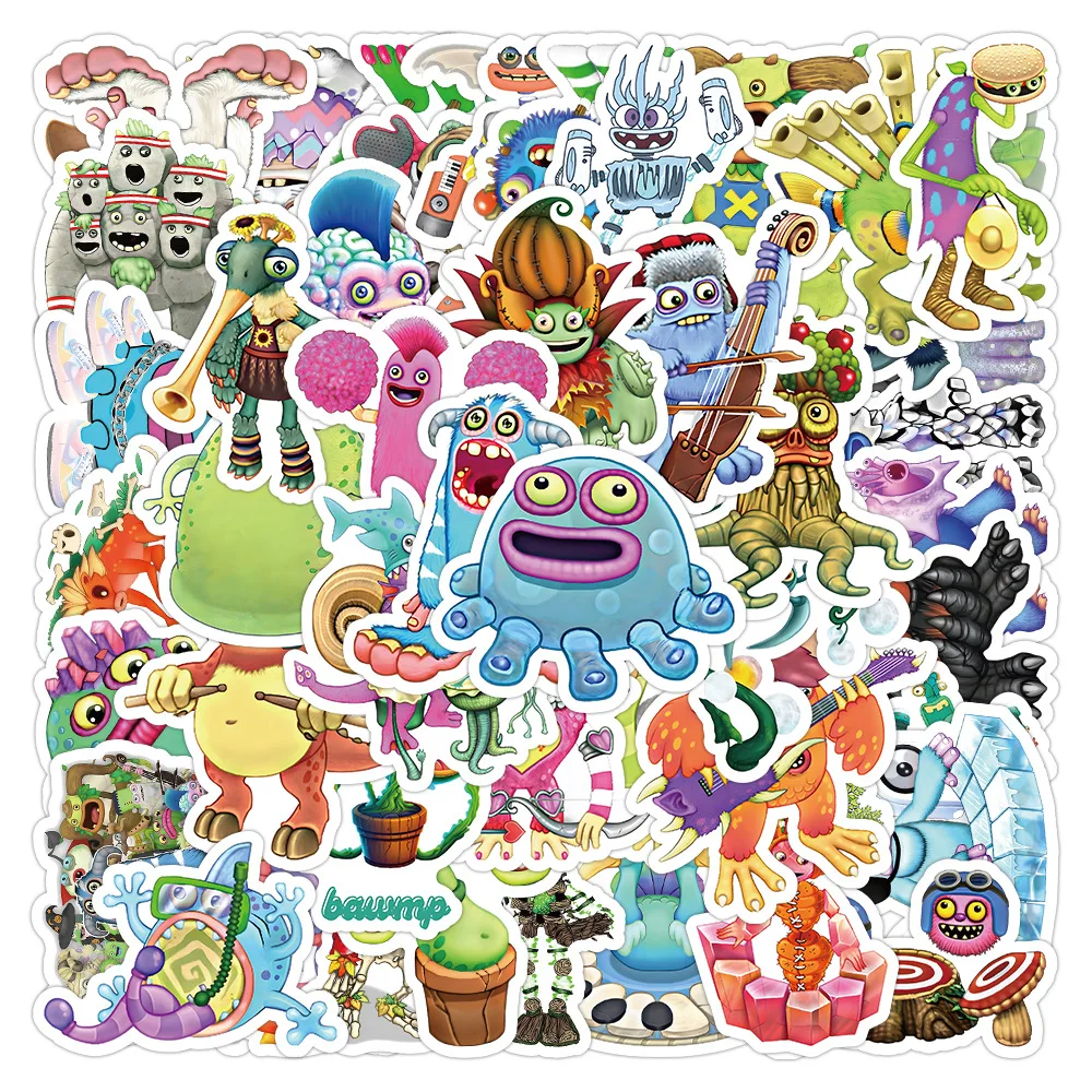 Pegatinas de My Singing Monster para niños, calcomanías de juego de dibujos animados, juguete impermeable, portátil, teléfono, Maleta, bicicleta,