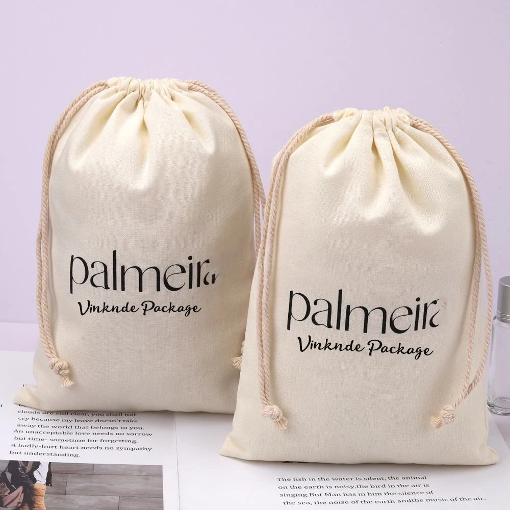 

Custom Natural Cotton Linen Drawstring Bag Beige Cotton Jewelry Dust Pouch Personalization Logo Wedding Gift Candy Packaging Bag