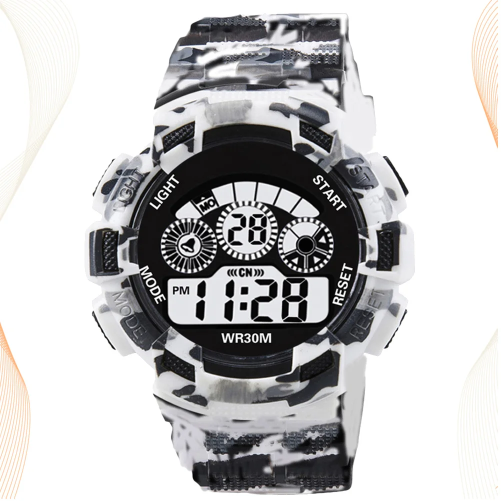 

Electronic Digital Watch Men Light Grey Sports Waterproof Alarm Wristwatch LED Backlight Countdown Timer Snorkel
