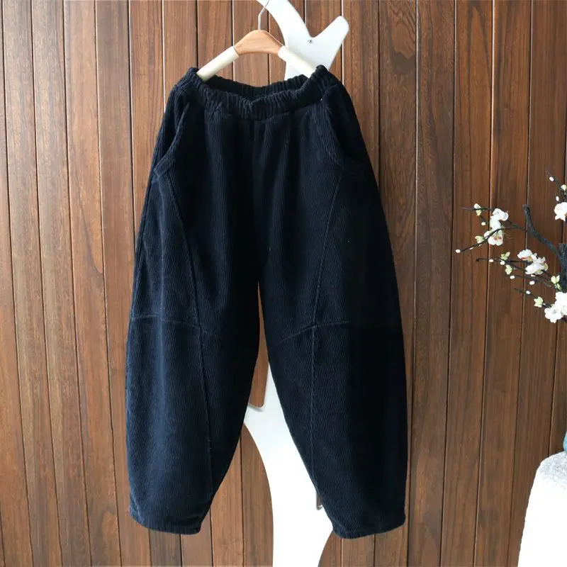 2023 New Spring and Autumn Fashion Simplicity Art Retro High Waist Pocket Loose Oversized Slimming Casual Radish Pants for Women