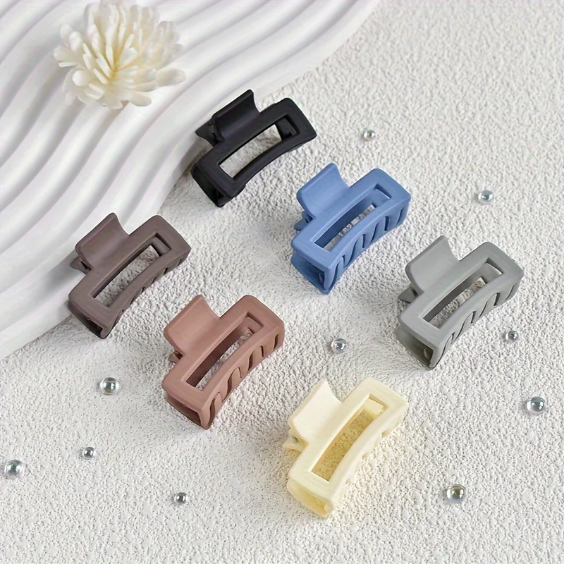 6-piece Macaron rectangular small claw Clip matte frosted plastic Small claw Clip bangs Broken hair clip Cute Macaron Sweet claw