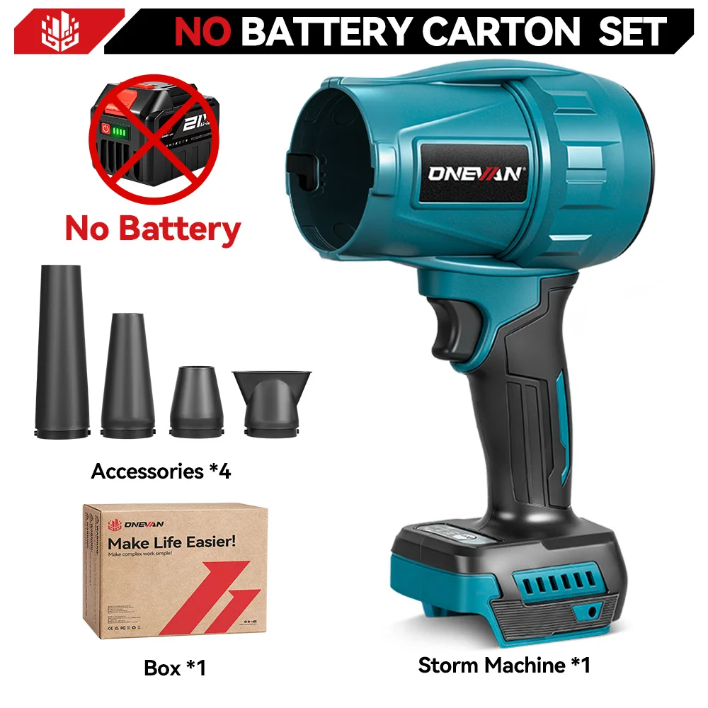 ONEVAN 3500 W Bürstenlosen Elektrischen Turbo Gebläse Jet Fan 300000 RPM Laubbläser Staub Blasen Power Tool Für Makita 18 V batterie Pin