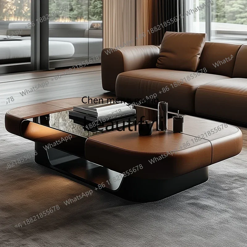 

N178 G Medieval coffee table livin room household hollow rectanle, hih-end small apartment saddle leather coffee table