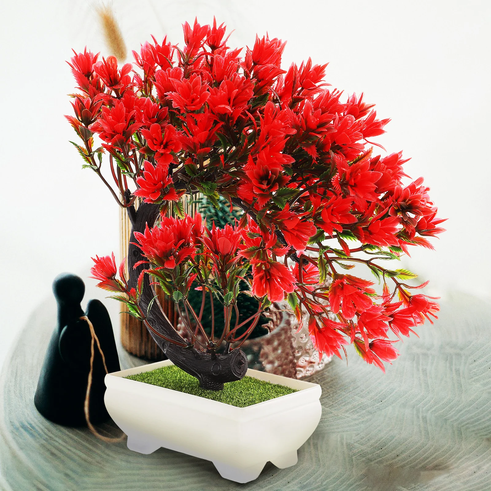 

Simulated Green Potted Plants Fake Flower Bonsai Refined Artificial Flower Tree Ornament for Hotel Restaurant Home Office