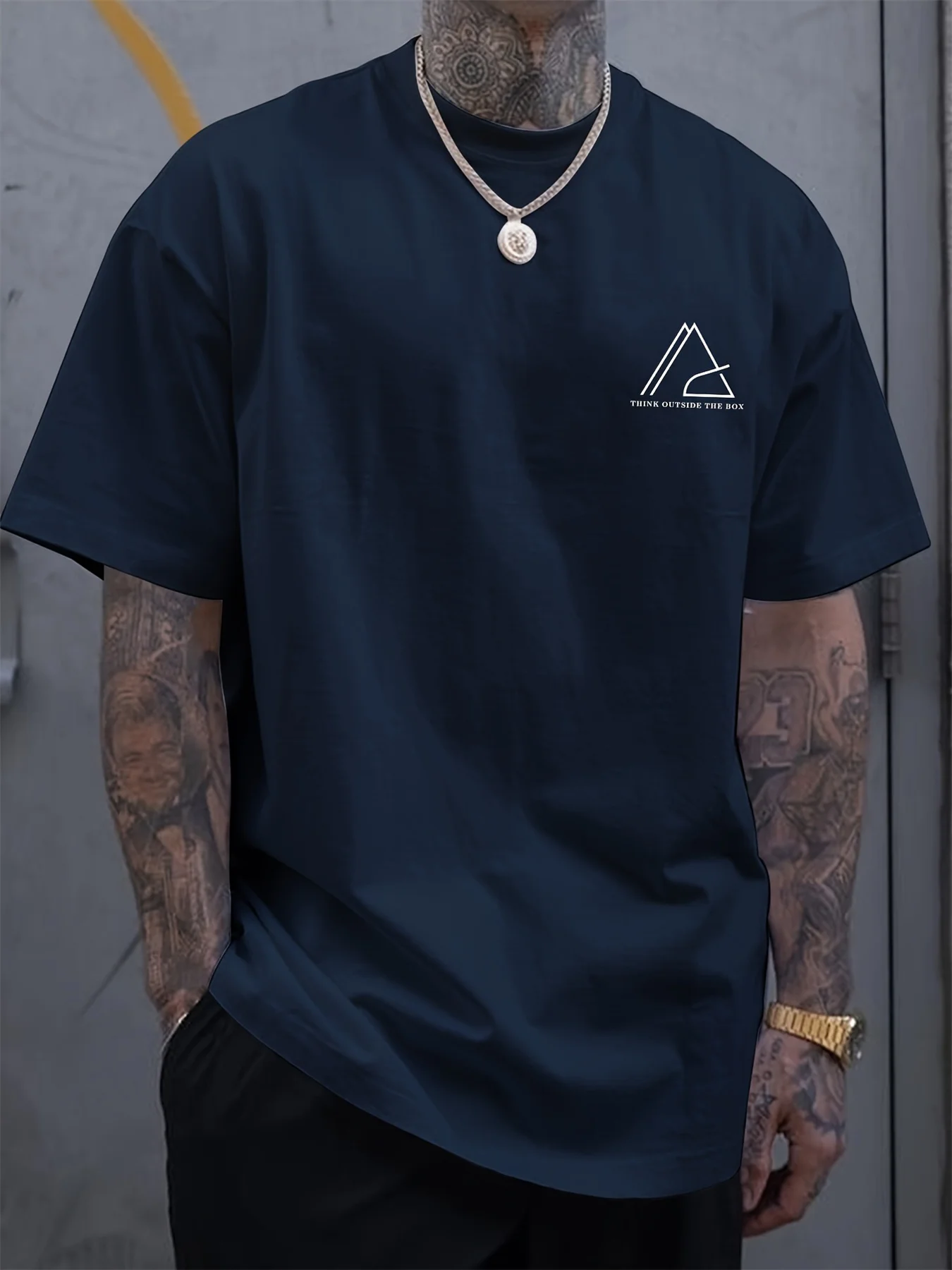 Sommer-Herren-T-Shirt aus 100 % Baumwolle, bequem, lässig, weit, Übergröße, geometrisch, mit Buchstaben bedruckt, Rundhalsausschnitt, kurzärmelig