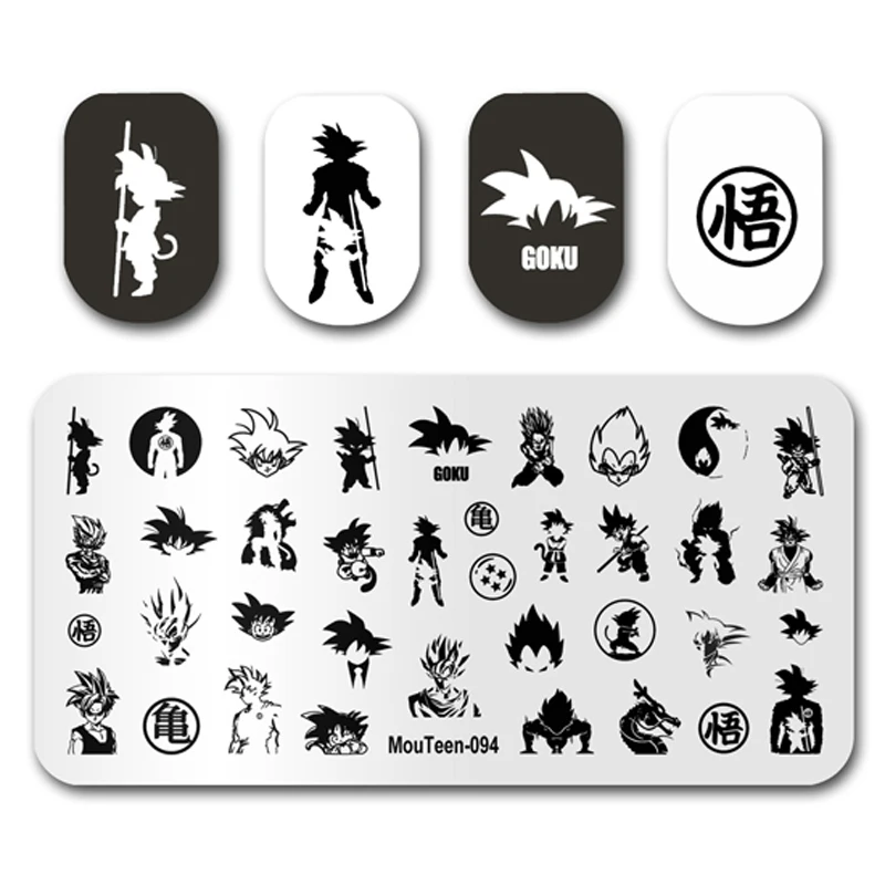 Plaque de tamponnage pour ongles réutilisable, plaque de tamponnage Dragon Ball pour l'art des ongles, MouTeen-094