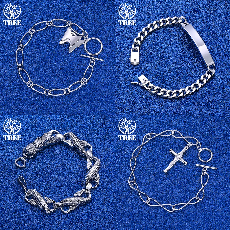 

Trendy Jewelry 925 Sterling Silver Cross Butterfly Dragon Smooth Sideways Bracelets Women Anniversary Party Fashion Accessories