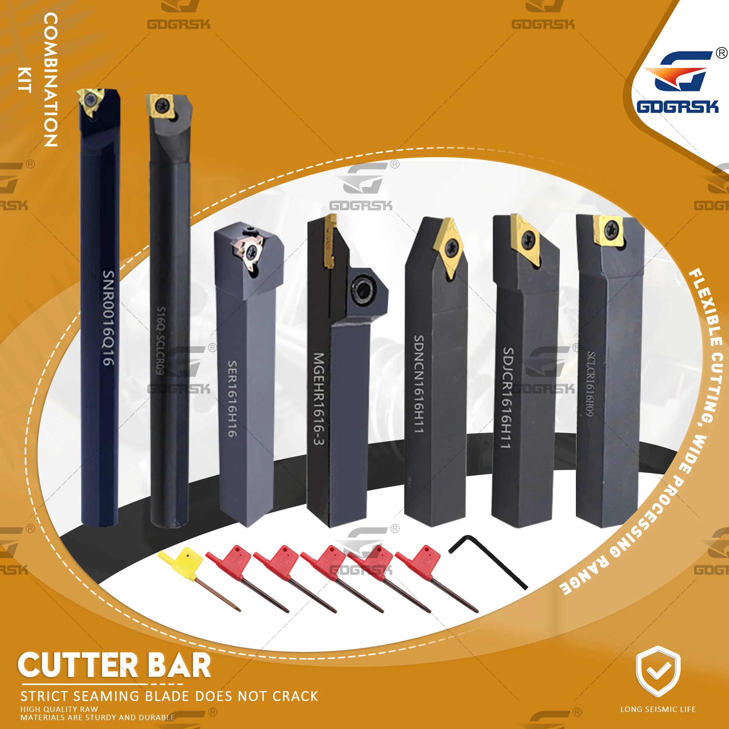 7 Sets Of 16MM CNC Lathe Turning Tool Holder With Applicable Inserts and Wrenches Set For Turning Threading Cutter Boring Bar