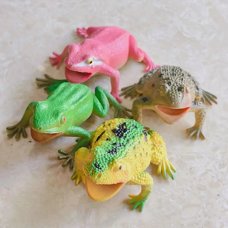 4PCS Frog Toy Squeak Sound Realistic Animals Figures Weird Prank Stuff Gag Gifts Funny Novelty For Teens Boys Girls