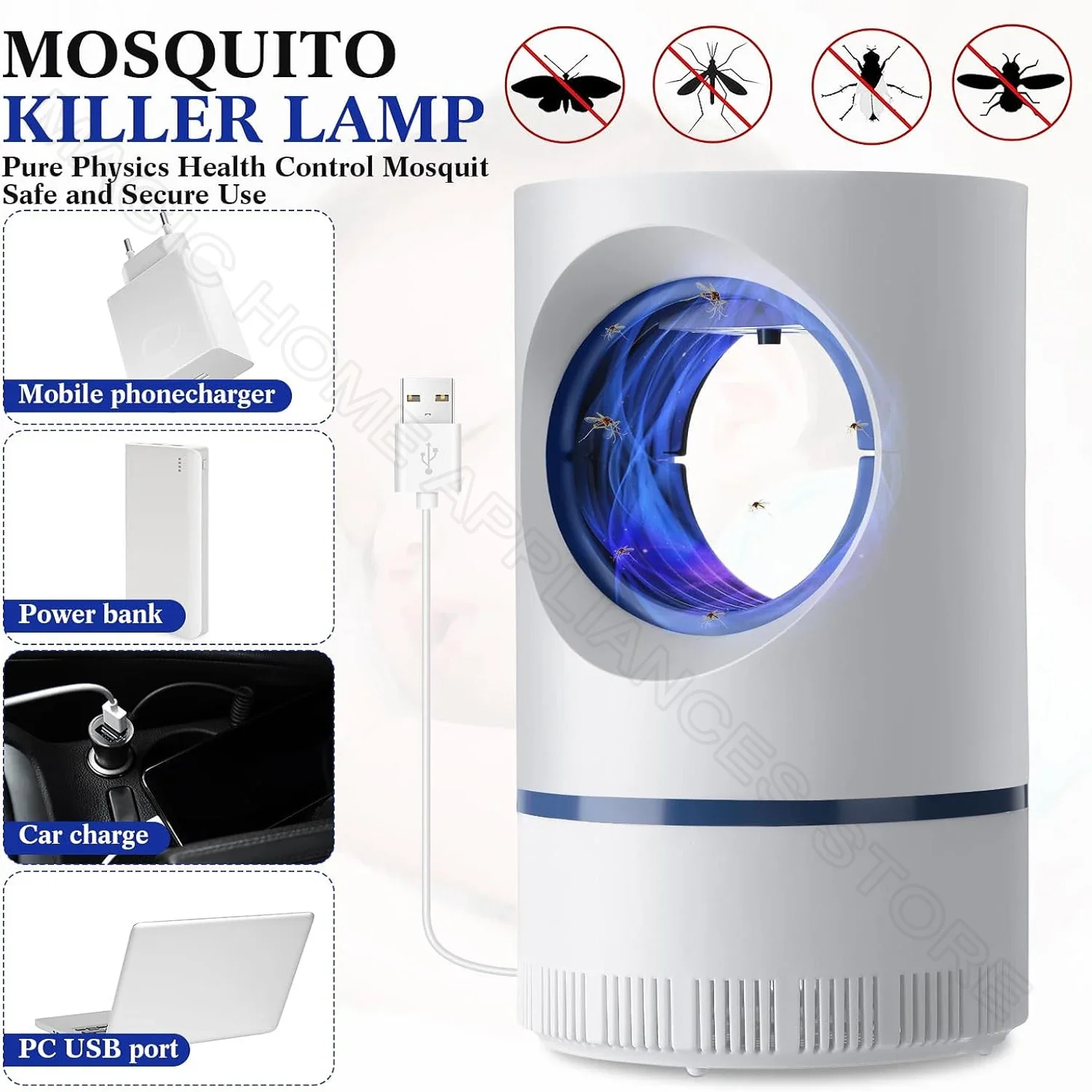 Electric Mosquitoes Killer Lamp Indoor Attractant Fly Trap For Mosquitoes Indoor Rechargeable Mosquitoes Trap Light Lamp Suction