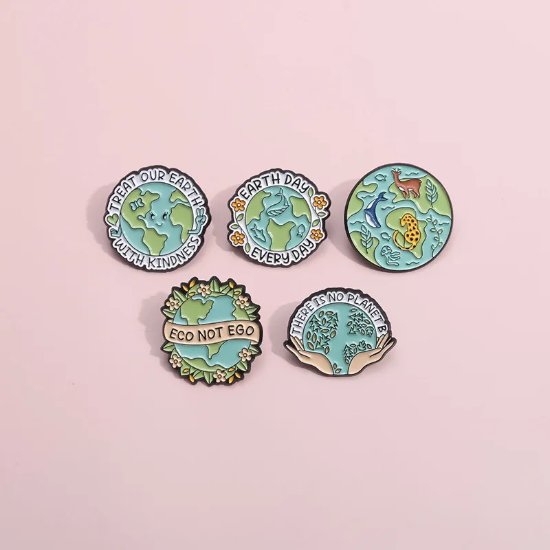 Eco Not Ego Protect The Earth Environment Enamel Pin Treat Our Earth with Kindness Brooch Lapel Backpack Badge Jewelry Ornament