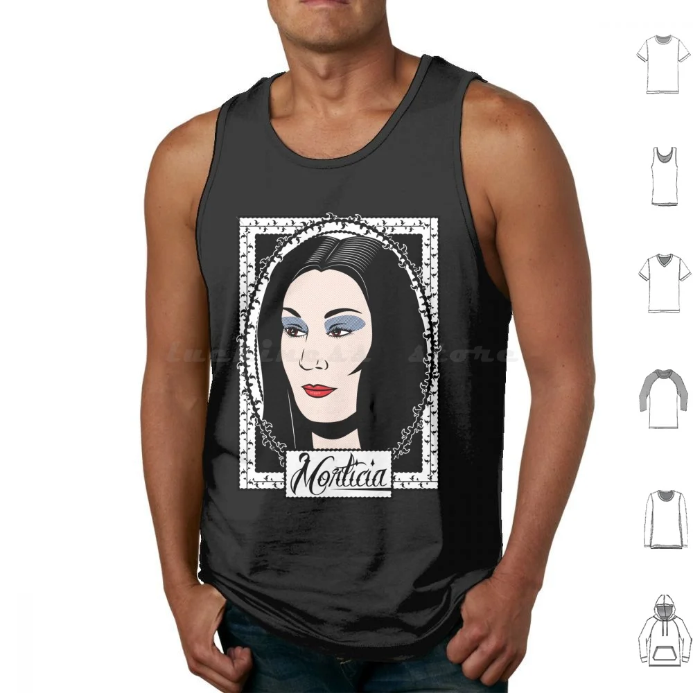 Morticia Addams Adams Family Anjelica Huston Tank Tops Print Cotton Roy Lichtenstein Lichtenstein Pop Art Horror Movie