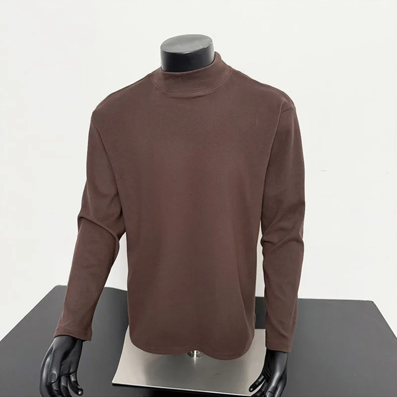

Men's Spliced long-sleeved T-shirt 2025 Autumn New Fashion Pullover Base Shirt Trendy Round Neck T-shirt