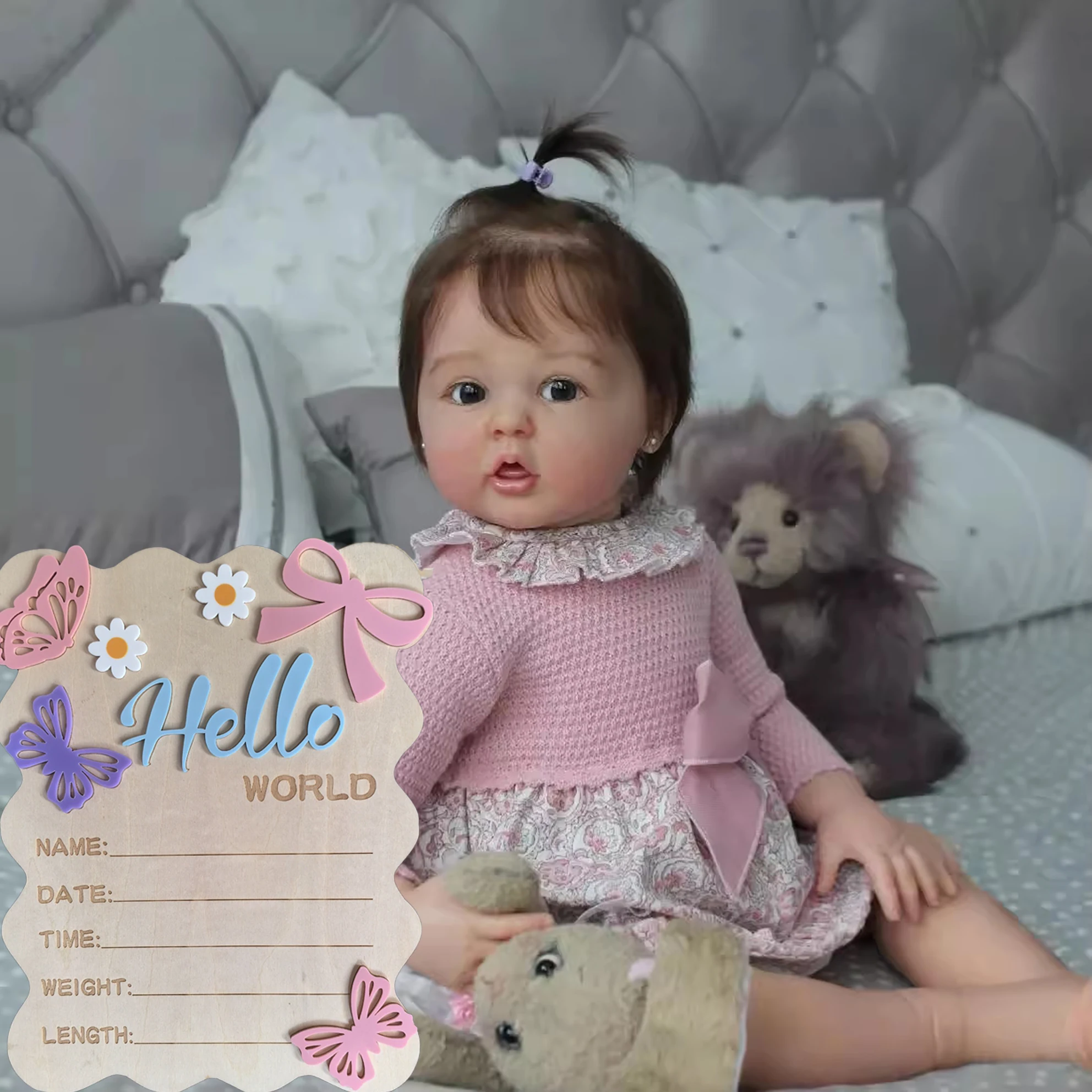 

55 см имитация куклы, виниловая теплая и мягкая кукла реборн всего тела, W-3048, детская кукла ручной работы с пересадкой волос