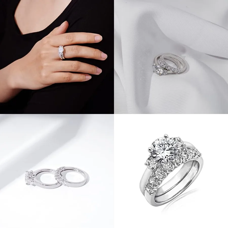 

Sterling Silver Platinum Plated Infinite Elements Cubic Zirconia Three Stone Ring