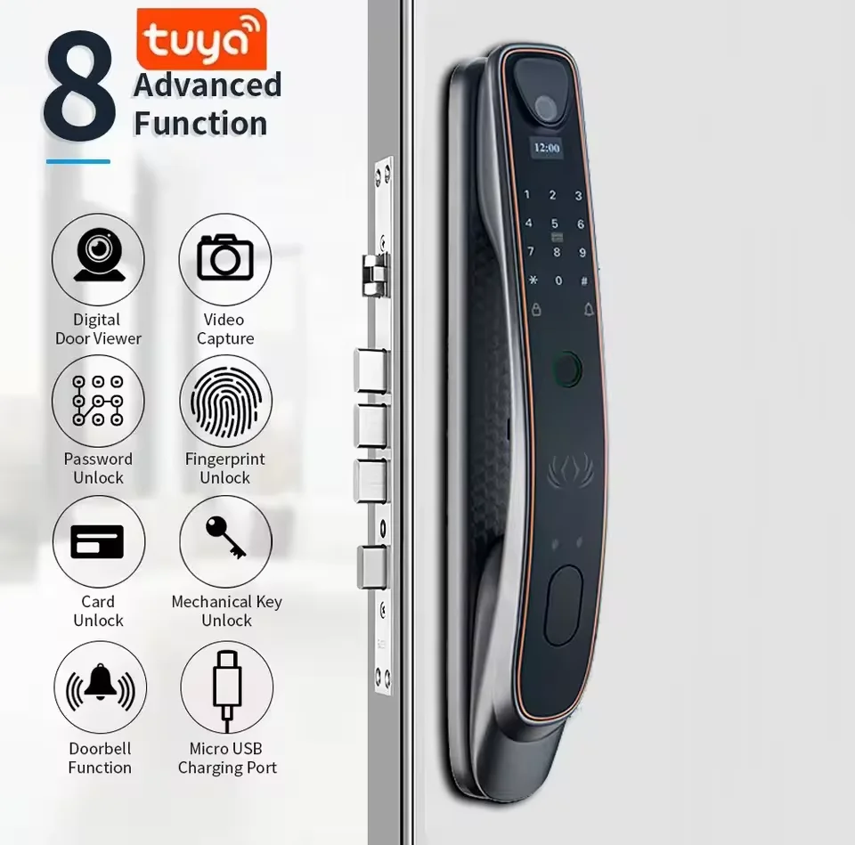 Tuya Smart Digital Lock Keyless Entry Door Lock Via Zigbee Wifi Smartphone Face Fingerprint, Doorbell Intercom, Intelligent Lock