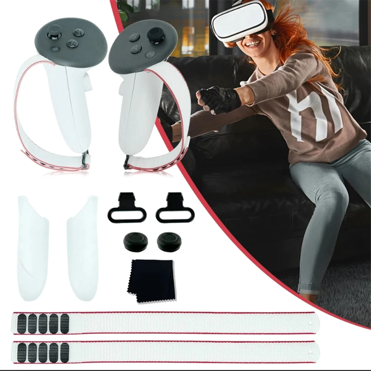 موثوقة لـ Meta Quest3 حزام اليد المضاد للسقوط ومضاد للانزلاق حلقة معدنية مشبك عصا التحكم غطاء حزام اليد استبدال الملحقات