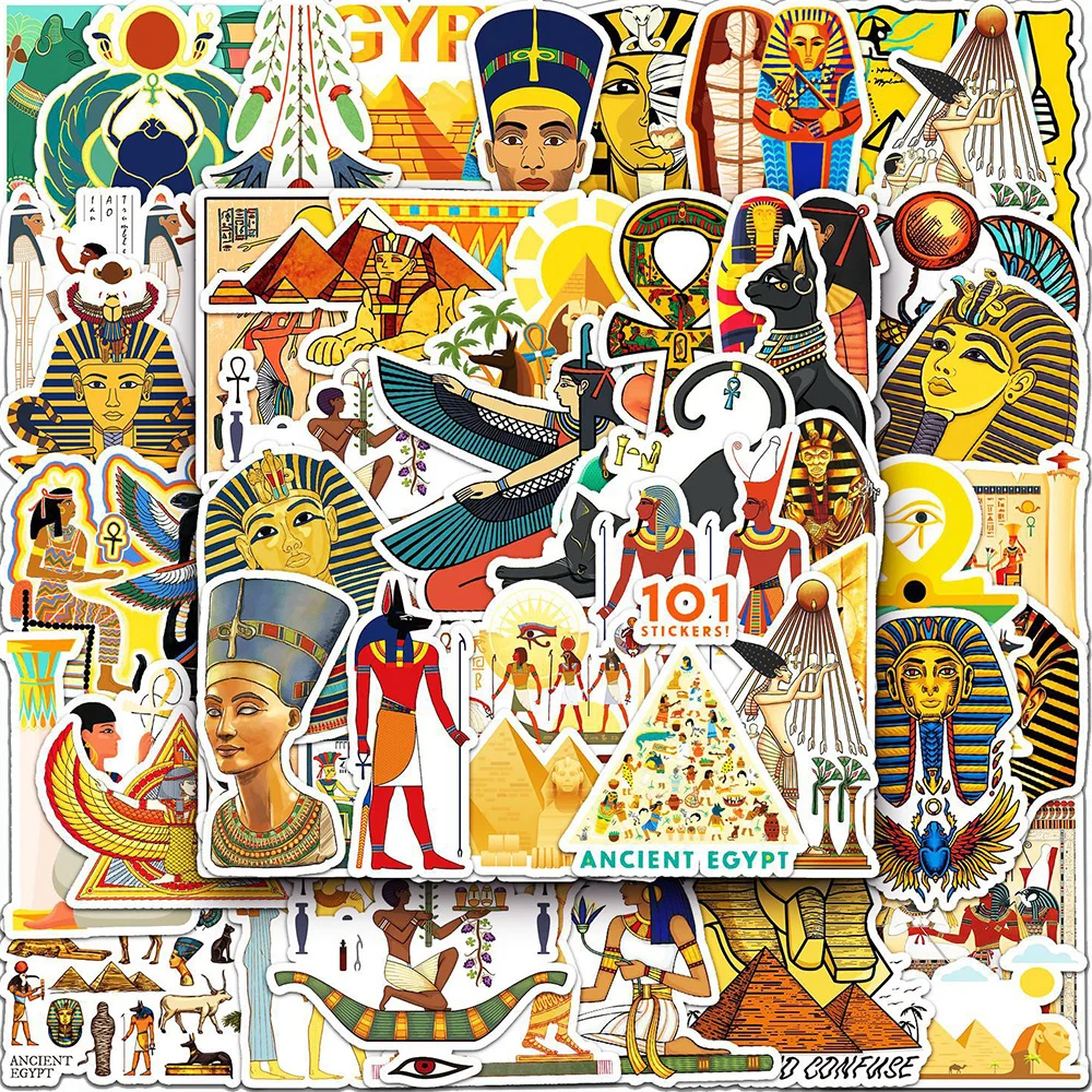 10/30/50pcs Ancient Egypt Pharaoh Cartoon Psychedelic Stickers Decals Graffiti DIY Laptop Phone Tablet PVC Sticker for Kids Toy