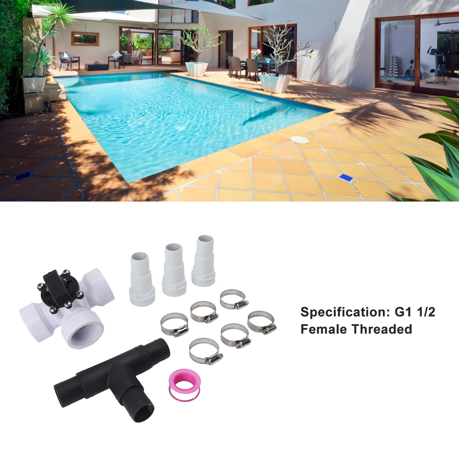 3 Way Diverter Water Valve for Zodiac Jandy G1 1/2 Female Threaded Swimming Pool Diverter Valve for Pools Spas